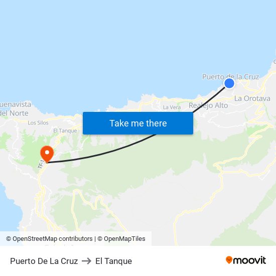 Puerto De La Cruz to El Tanque map