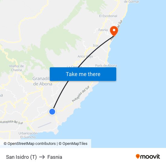 San Isidro (T) to Fasnia map