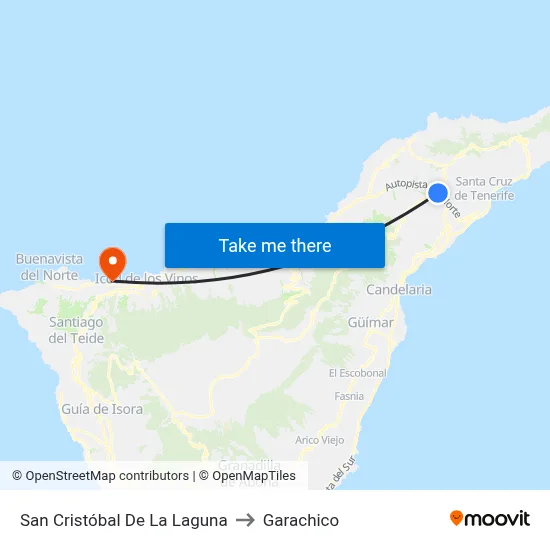 San Cristóbal De La Laguna to Garachico map