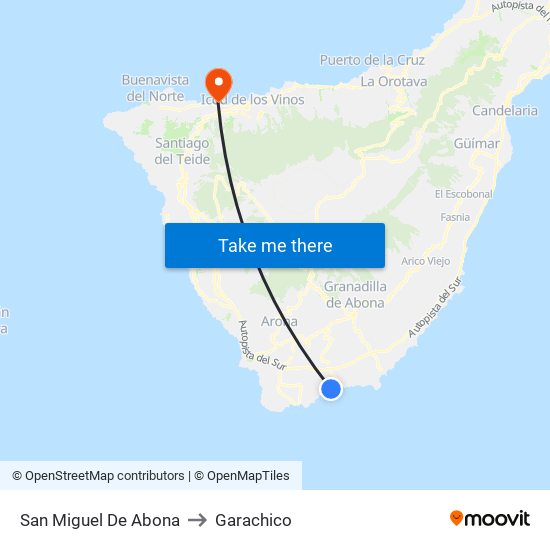 San Miguel De Abona to Garachico map