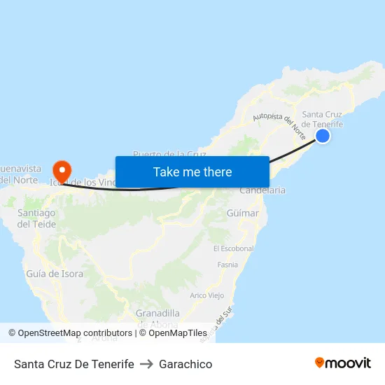 Santa Cruz De Tenerife to Garachico map