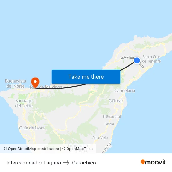 Intercambiador Laguna to Garachico map