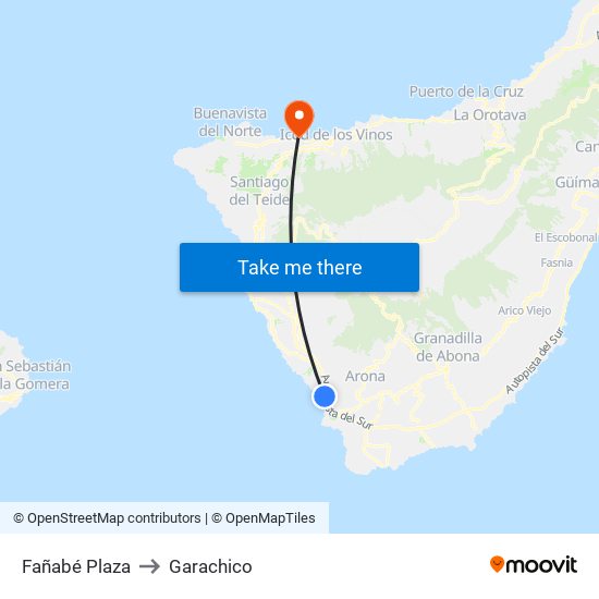 Fañabé Plaza to Garachico map