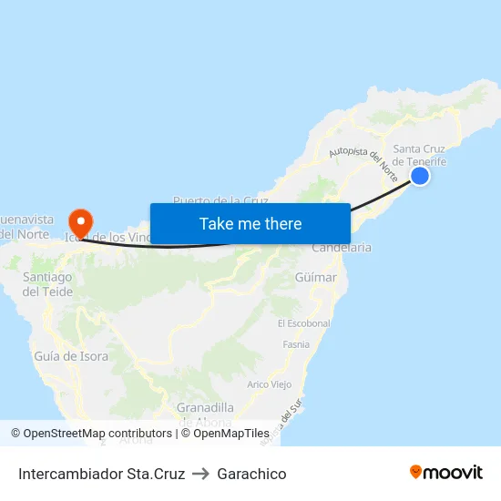 Intercambiador Sta.Cruz to Garachico map