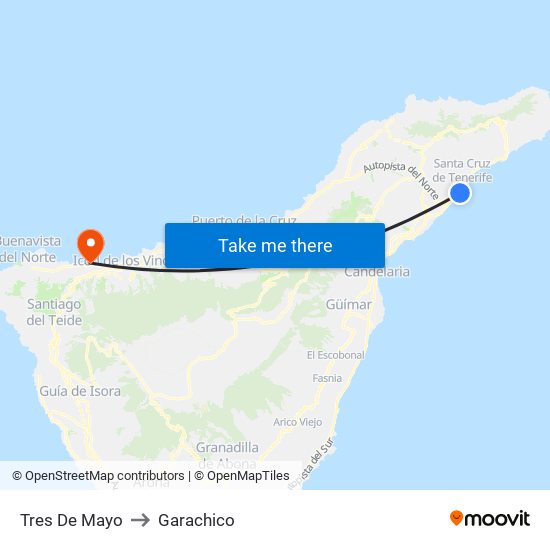 Tres De Mayo to Garachico map
