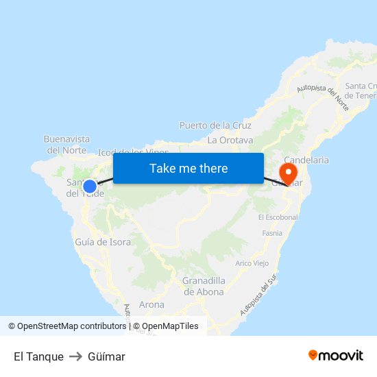 El Tanque to Güímar map