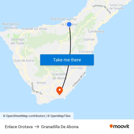 Enlace Orotava to Granadilla De Abona map