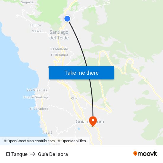El Tanque to Guía De Isora map