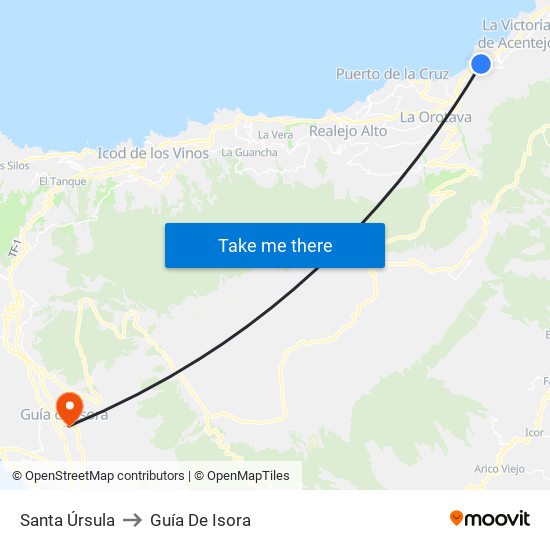 Santa Úrsula to Guía De Isora map
