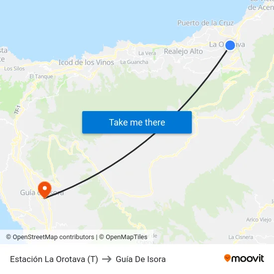 Estación La Orotava (T) to Guía De Isora map
