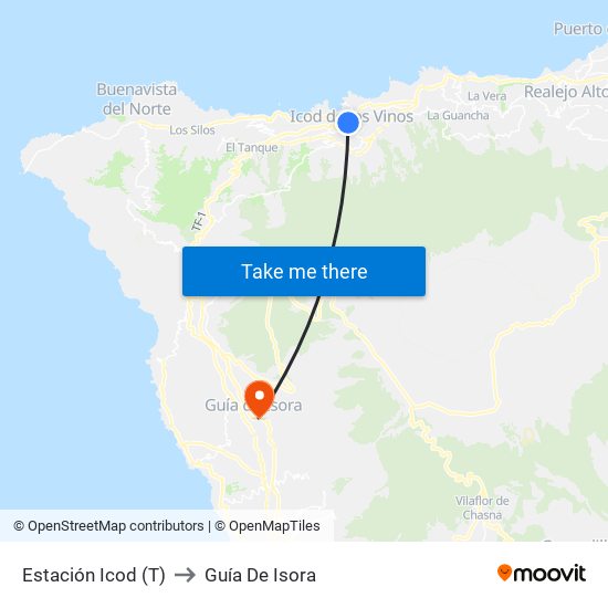 Estación Icod (T) to Guía De Isora map
