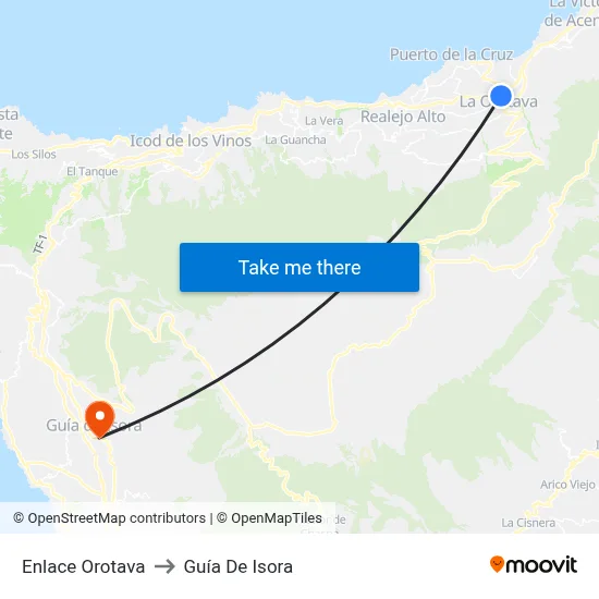 Enlace Orotava to Guía De Isora map