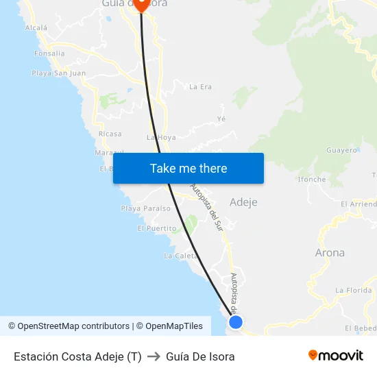 Estación Costa Adeje (T) to Guía De Isora map