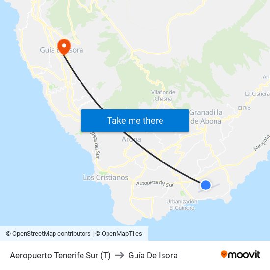 Aeropuerto Tenerife Sur (T) to Guía De Isora map