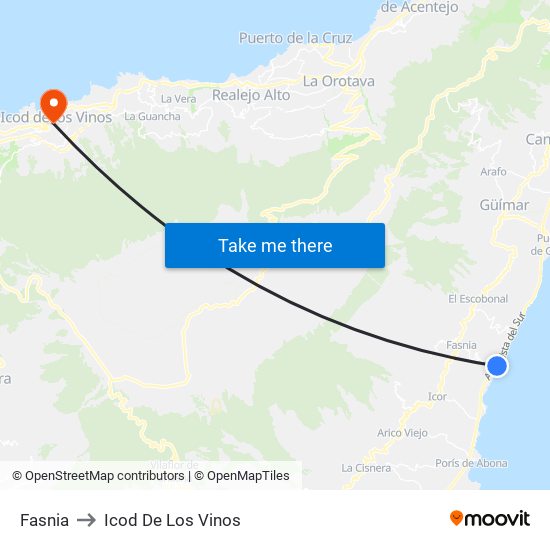 Fasnia to Icod De Los Vinos map