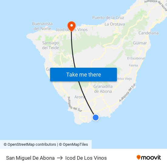 San Miguel De Abona to Icod De Los Vinos map