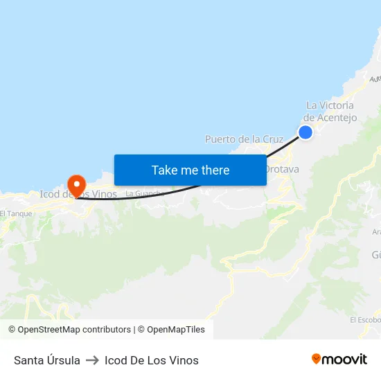 Santa Úrsula to Icod De Los Vinos map