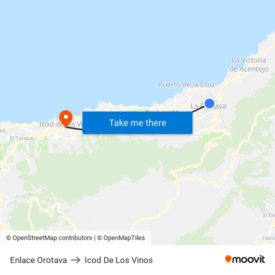 Enlace Orotava to Icod De Los Vinos map