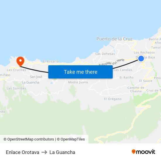 Enlace Orotava to La Guancha map