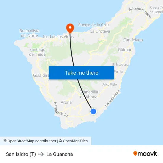 San Isidro (T) to La Guancha map