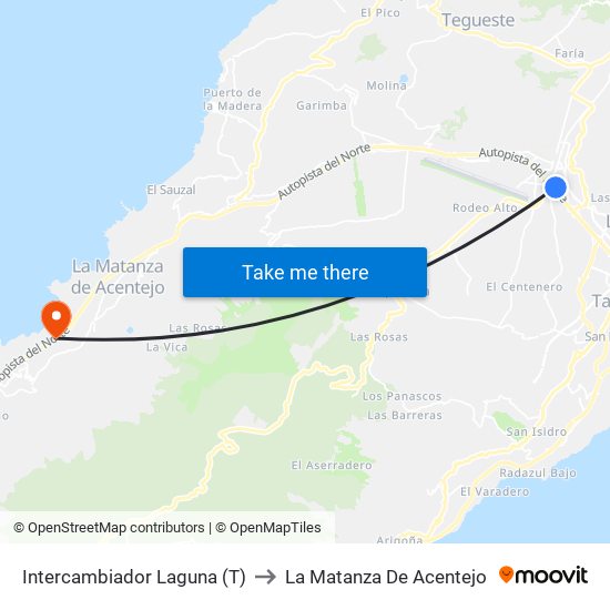 Intercambiador Laguna (T) to La Matanza De Acentejo map