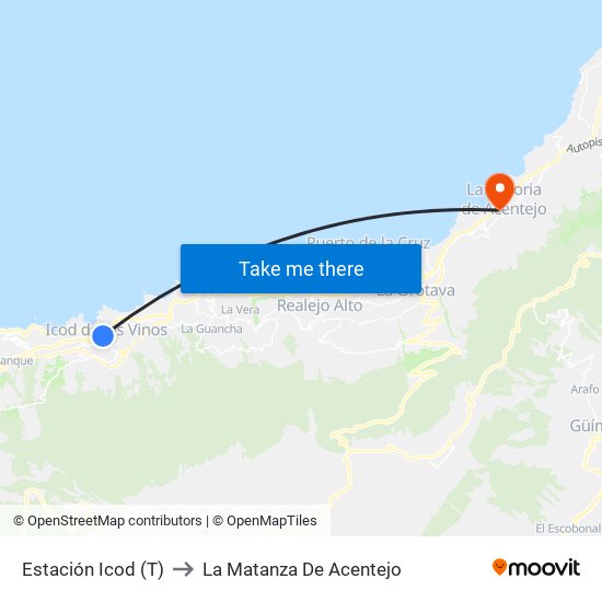 Estación Icod (T) to La Matanza De Acentejo map