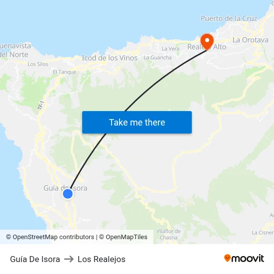 Guía De Isora to Los Realejos map