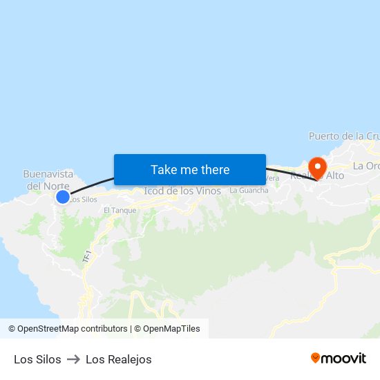 Los Silos to Los Realejos map