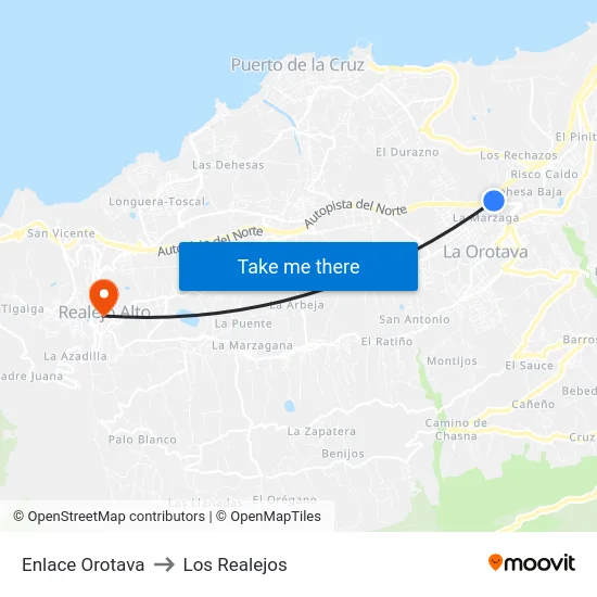 Enlace Orotava to Los Realejos map
