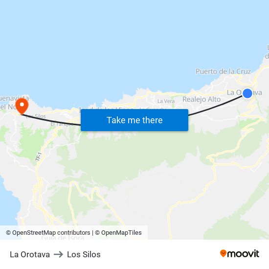 La Orotava to Los Silos map