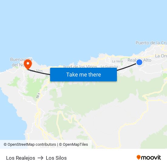 Los Realejos to Los Silos map