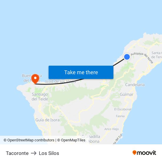 Tacoronte to Los Silos map