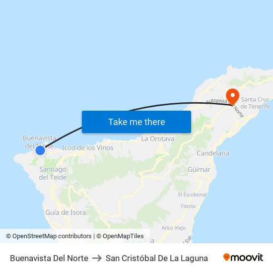 Buenavista Del Norte to San Cristóbal De La Laguna map
