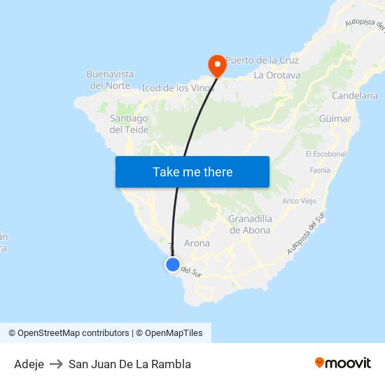 Adeje to San Juan De La Rambla map