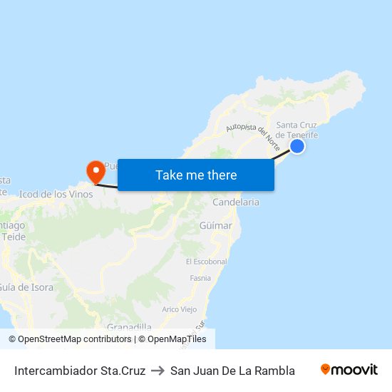 Intercambiador Sta.Cruz to San Juan De La Rambla map