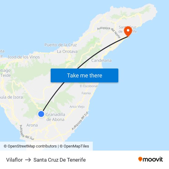 Vilaflor to Santa Cruz De Tenerife map