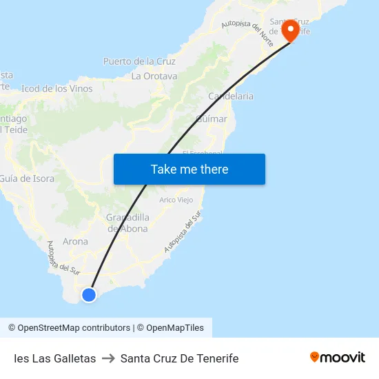 Ies Las Galletas to Santa Cruz De Tenerife map