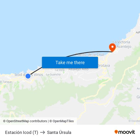 Estación Icod (T) to Santa Úrsula map