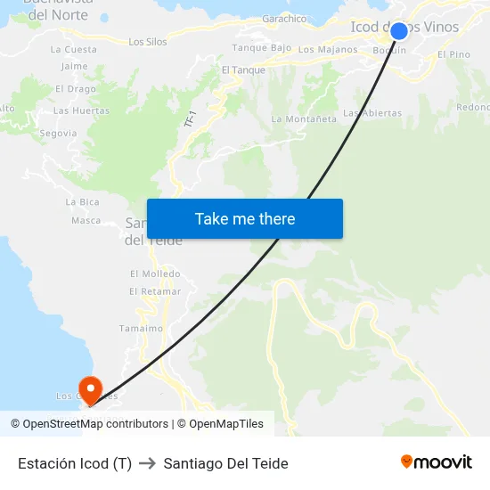 Estación Icod (T) to Santiago Del Teide map