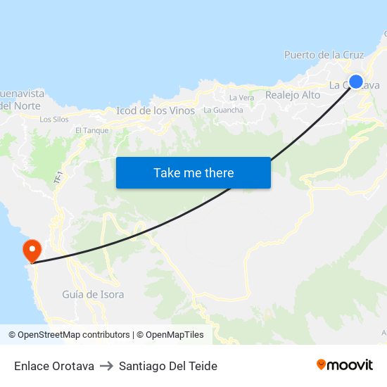 Enlace Orotava to Santiago Del Teide map