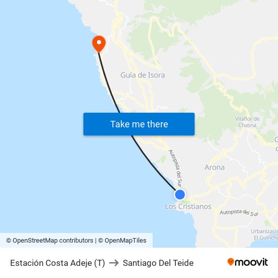 Estación Costa Adeje (T) to Santiago Del Teide map