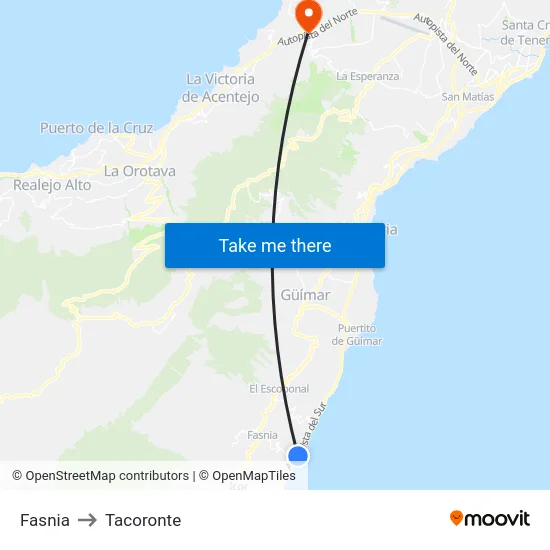 Fasnia to Tacoronte map