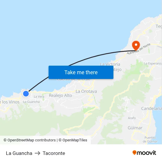 La Guancha to Tacoronte map