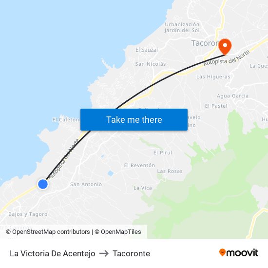 La Victoria De Acentejo to Tacoronte map