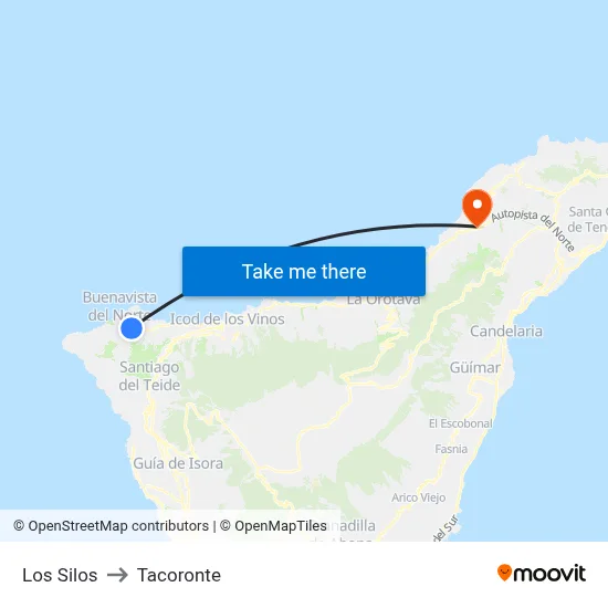 Los Silos to Tacoronte map