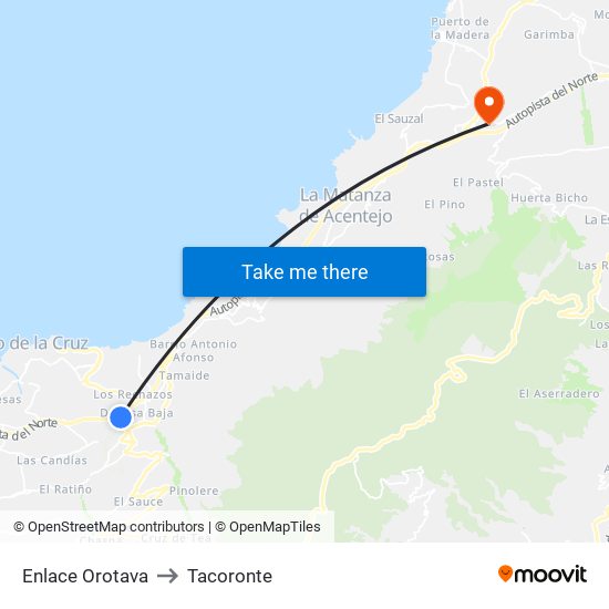 Enlace Orotava to Tacoronte map