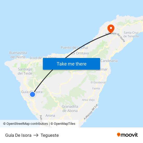 Guía De Isora to Tegueste map