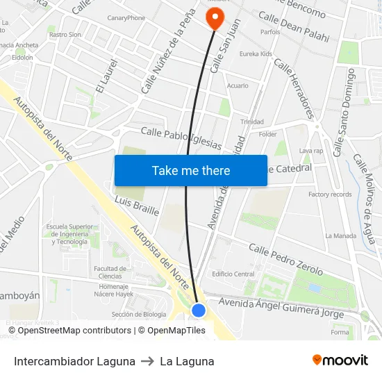 Intercambiador Laguna to La Laguna map