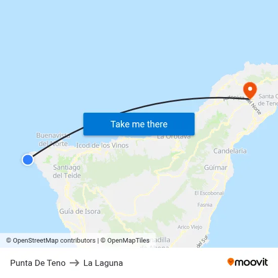 Punta De Teno to La Laguna map