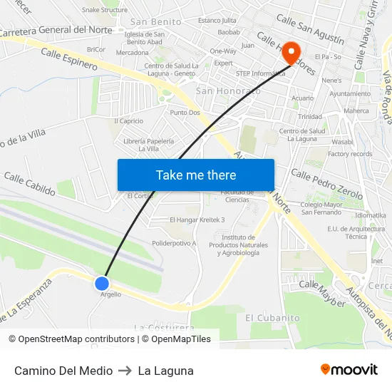 Camino Del Medio to La Laguna map